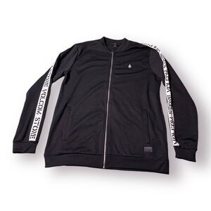 Volcom Stone Album‎ Track Jacket Full Zip Black White Zip Pockets Men’s Size L